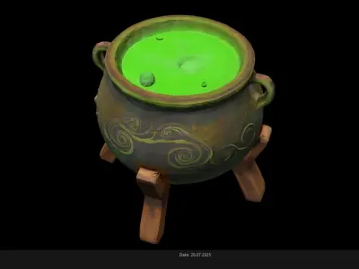 Low Poly Stylized Poison Cauldron Low-poly 3D model