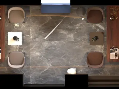 Office modern with marble and gold accents 3D model