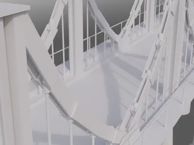 Suspension Bridge Low-poly 3D model