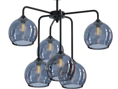 VITALUCE pendant light with five glass globes 3D model