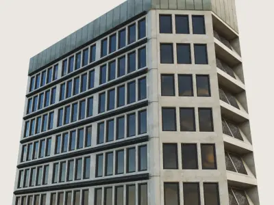 Building Skyscraper City Town Downtown Office Space Work Street Low-poly 3D model