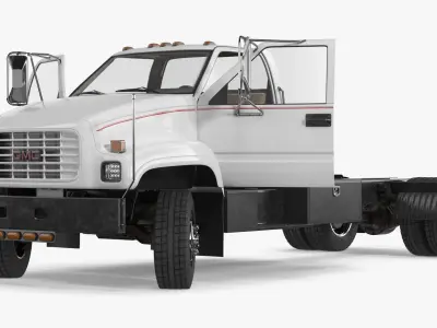  Chevrolet Kodiak C6500 Commercial Cab Chassis White Rigged for Maya 