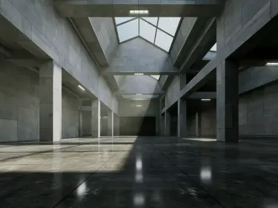 Brutalist Skylight Atrium - Architectural Background - V3U4 Low-poly 3D model