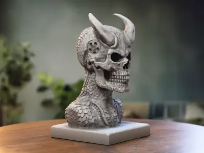 Skull robot demon dragon bust Cyborg skull dragon bust 3D print model purchase