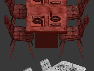 Solid wood table and Rudolf chair from Castle Line 3D model