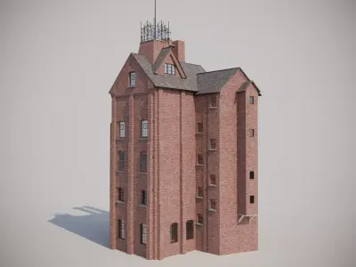 Brick english old building - Brick with Bercon Tile 3D model