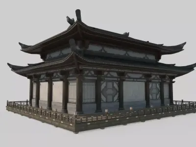 Ancient Asian architecture palaces houses 3D model