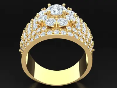 Light Gold Diamond Men Ring 2MR017 3D model