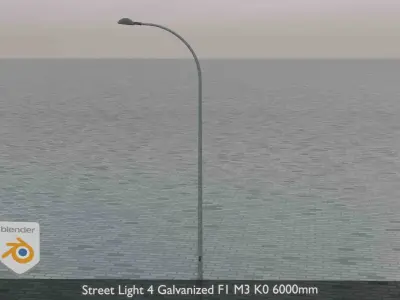 Street Light 4 Galvanized F1 M3 K0 6000mm  Low-poly 3D model