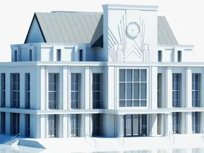 Train Station Clock Building 3D model