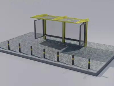 Bus stop Low-poly 3D model