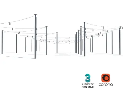 Urban Lighting Play and Shade Structures Set for Public Spaces 3D model
