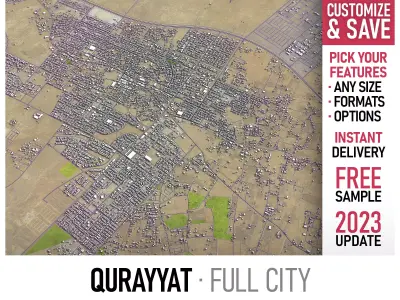 Qurayyat - 3D City Model Low-poly 3D model