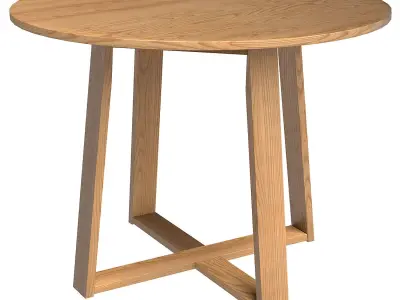 Olwen Oak Wood Round Dining Table Low-poly 3D model