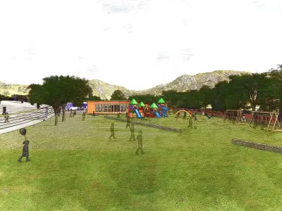 Kindergarten - Exterior - Circular Model - Architectural Scene  Low-poly 3D model