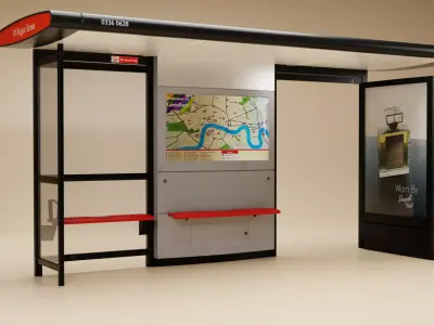 London City Bus Stop Shelter 3D model
