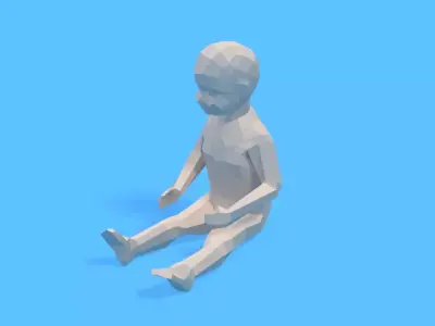 Low Poly Baby Sitting On The Floor Low-poly 3D model
