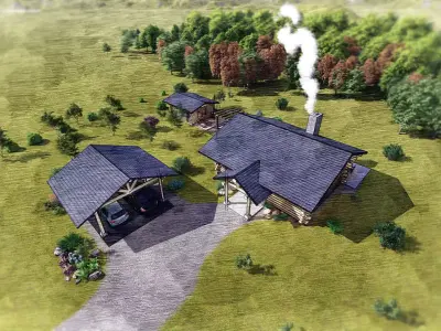 log house log garage log SPA 3D model