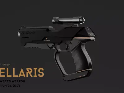 Stellaris Sci-Fi Pistol High Tech Space Sidearm 3D model