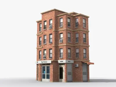 Apartment Building x17 Low-poly 3D model