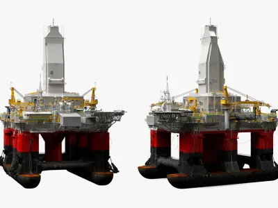  Offshore Oil Rig Platform Rigged for Cinema 4D 