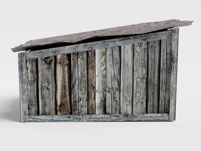 Wooden raw dog house damaged da1 Low-poly 3D model