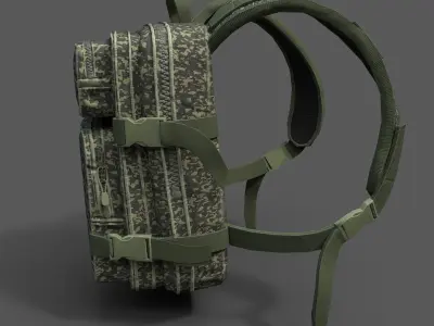 Military Backpack  scifi  Low-poly 3D model