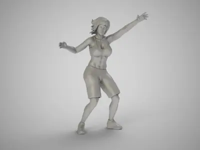 Girl Plays Street Basketball 2 3D print model