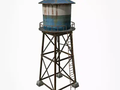 Water Tower  Low-poly 3D model