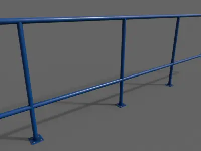 PBR Pedestrian Guard Rail Blue V5 Low-poly 3D model