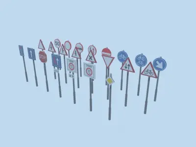 Dutch Traffic Signs Low-poly 3D model