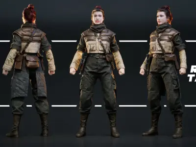Rina Tavik Rigged Star Wars inspired Sci-Fi Character Low-poly 3D model