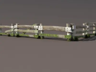 Fence Wood Low Poly 3d Model Low-poly 3D model