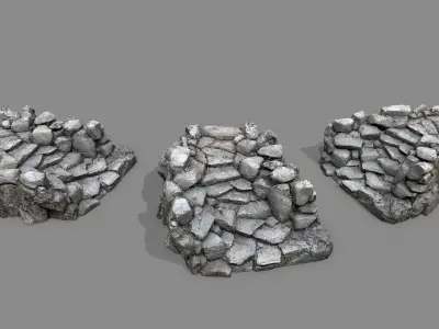 Old Rock Stairs Low-poly 3D model