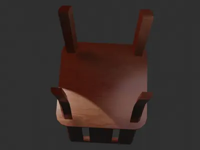  Living room chair in dark ancient style wood material Low-poly 3D model