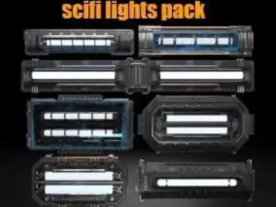 scifi light pack  Low-poly 3D model