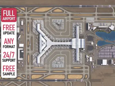 Doha - Hamad 3D Airport Low-poly 3D model