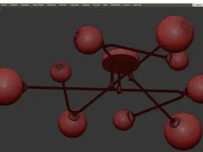 Sputnik Ceiling Lamp Low-poly 3D model