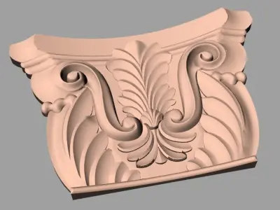 Door Post flower 3D STL Model for CNC Router Carving E969 3D model
