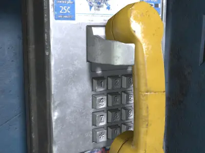 Payphone with graffiti Low-poly 3D model