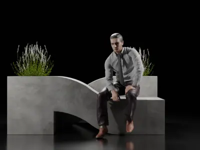 Concrete Bench 3D model get