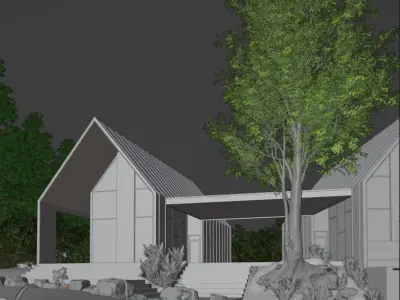 Twin house 3D model