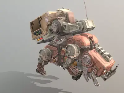 CYBORG Robotic BULLDOG Running fbx png 3D model