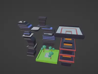 Low-Poly Sci-Fi City Buildings Pack Low-poly 3D model