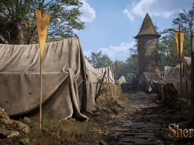 Modular Medieval Town Low-poly 3D model