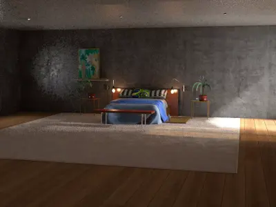 laos Bedroom Scene 3D model