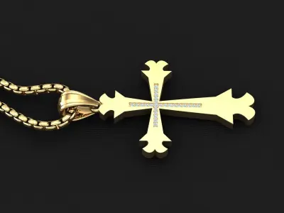 High Cross Pendant Light Gold 18K 3CP039 3D print model