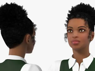 Light Skin Young Black Female Student Rigged 3D model