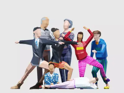 Stay Home Low Poly Posed People Pack Low-poly 3D model