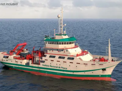  Oceanographic Research Vessel with Equipment 